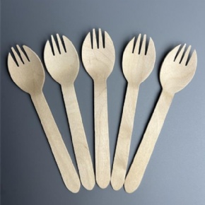 Unwrapped Wooden Spork--16cm